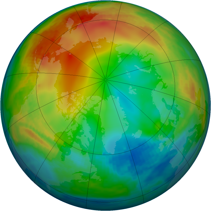 Arctic ozone map for 05 January 1987